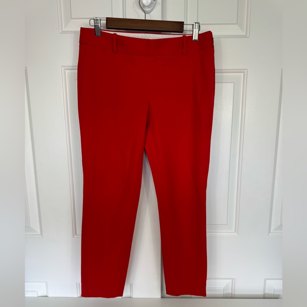 J. Crew Factory Women's Red Flat Front City Fit‎ Stretch Cropped Pants - Size 6